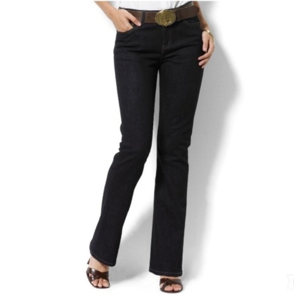 LAUREN Ralph Lauren Classic Bootcut Jeans in Black Rigid Denim High Rise Size 10